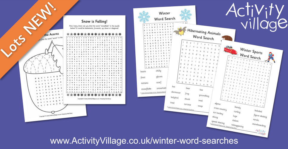 New Winter Word Searches with a Variety of Topics...