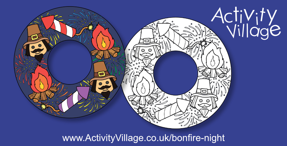 A New Wreath Printable and Colouring Page for Bonfire Night