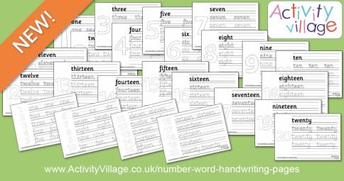 New Number Word Handwriting Worksheets
