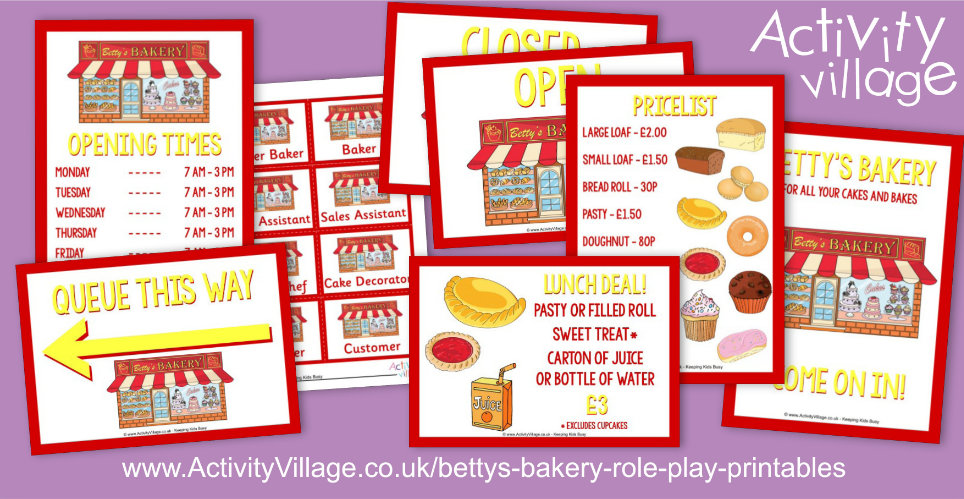 Our Latest Role Play Printables - Betty's Bakery!