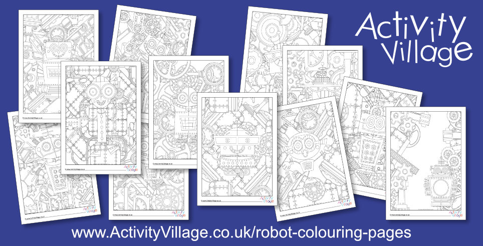 Pack of 12 New Robot Colouring Pages