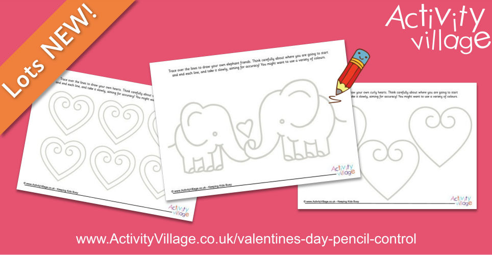 Pretty New Valentine's Day Pencil Control Worksheets