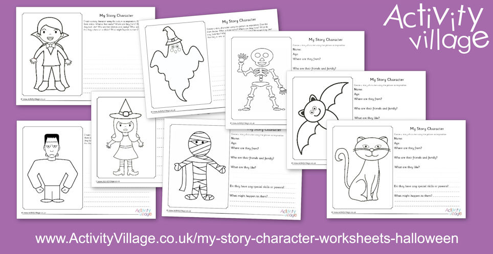 Story Character Worksheets for Halloween Writing Projects