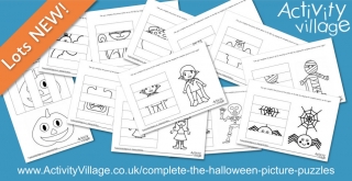 12 New Complete the Halloween Picture Puzzles