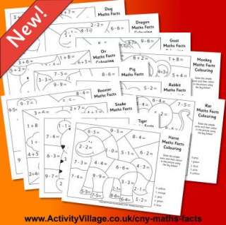 New Maths Facts Colouring Pages for Chinese New Year