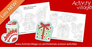 Colour and Cut Out Little Christmas Pictures