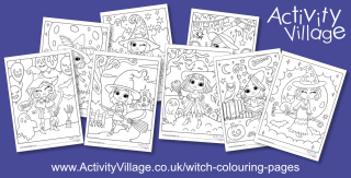 Cute New Witch Colouring Pages for Halloween