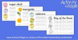 New Day of the Dead Handwriting Worksheets