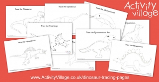New Dinosaur Tracing Pages for Younger Kids