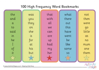 100 High Frequency Word Bookmarks