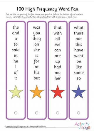 100 High Frequency Word Fan