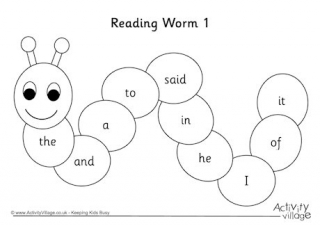 100 High Frequency Words Reading Worm