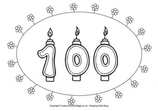 100th Birthday Colouring Page