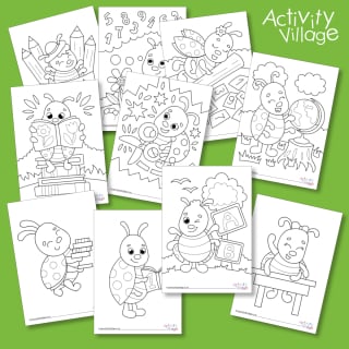 10 Ladybirds Go To School Colouring Pages
