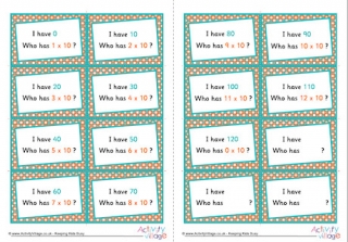 10 Times Table Around The World Cards