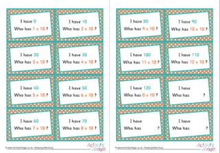 10 Times Table Around The World Cards
