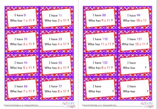 11 Times Table Around The World Cards