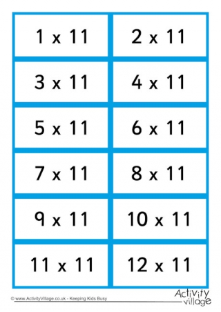 11 Times Table Flash Cards