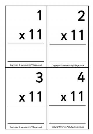 11 Times Table - Large Flash Cards