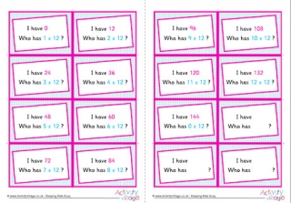 12 Times Table Around The World Cards