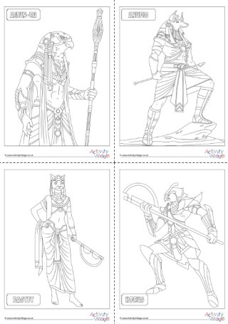 15 Ancient Egyptian Gods Colouring Pages - Simple Version
