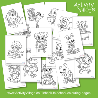 16 Animal Back to School Colouring Pages