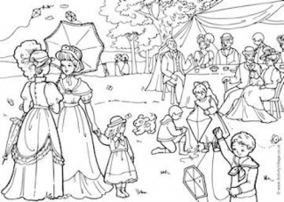 1900s Garden Party Colouring Page