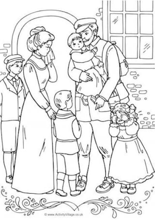 1910s Away To War Colouring Page