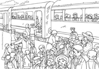 1940s Evacuation Colouring Page