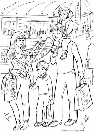 2000s Shopping Colouring Page