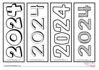 2024 Colouring Bookmarks