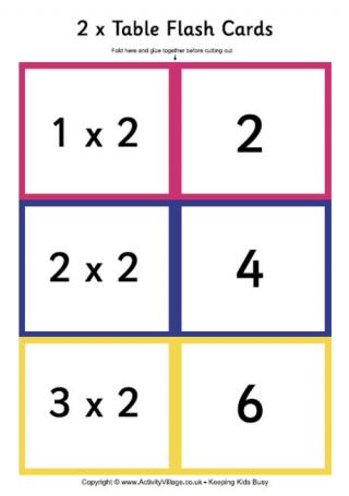 times tables printable flash cards