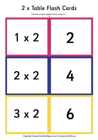 2 Times Table - Folding Flash Cards