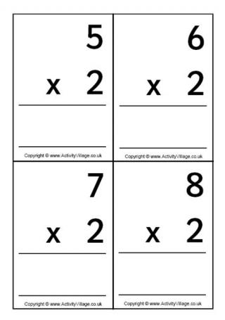 2 Times Table - Large Flash Cards