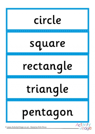 2D Shape Word Cards