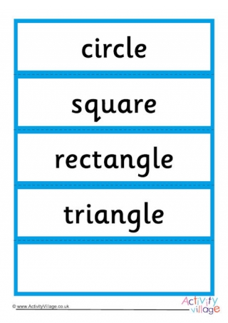 2D Shape Word Cards - First 4 Shapes