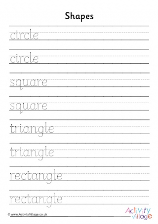 2D Shapes Handwriting Worksheet