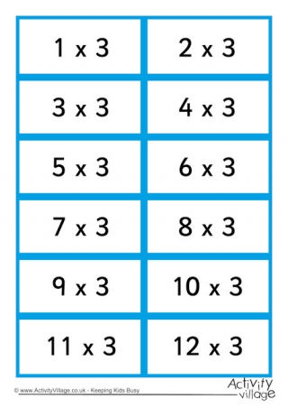 3 Times Table Flash Cards