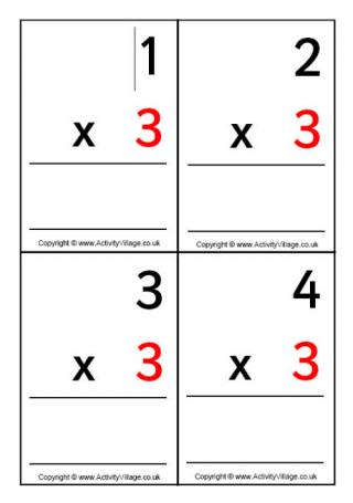 3 Times Table - Large Flash Cards