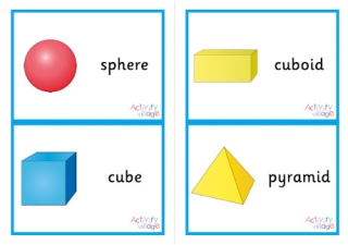 3D Shape Flashcards - Large - First 4 Shapes