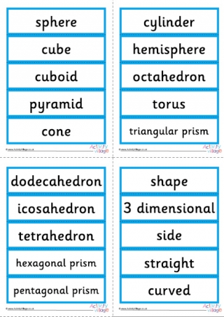 3D Shape Word Cards