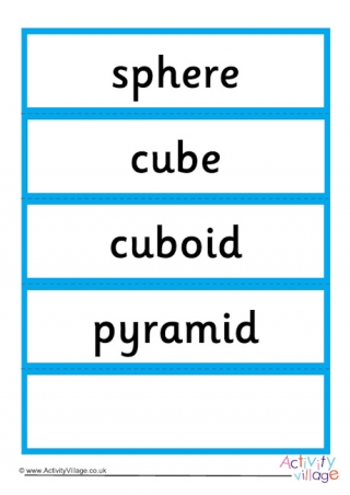 3D Shape Word Cards -  First 4 Shapes