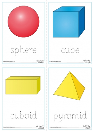 3D Shapes Word Tracing - First 4 Shapes