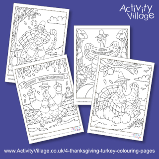 4 Thanksgiving Turkey Colouring Pages