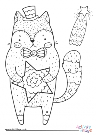 4th July Cat Colouring Page