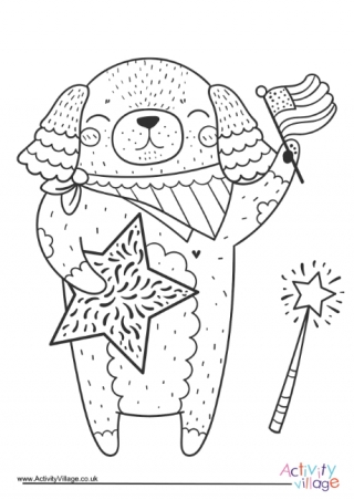 4th July Dog Colouring Page