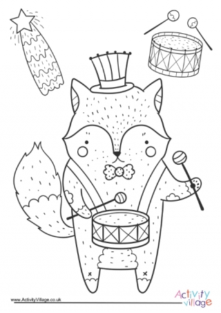 4th July Fox Colouring Page