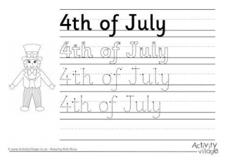 4th of July Handwriting Worksheet
