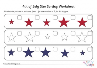 4th Of July Size Sorting Worksheet
