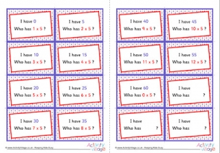 5 Times Table Around The World Cards